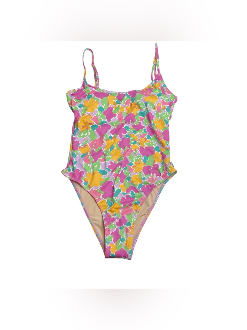 Cotton On Body Thin Strap Low Scoop One Piece Swimsuit Celeste Floral M New